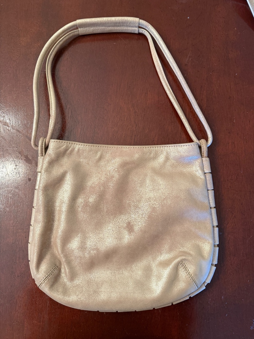 HOBO Metallic Beige Leather Hobo Bag